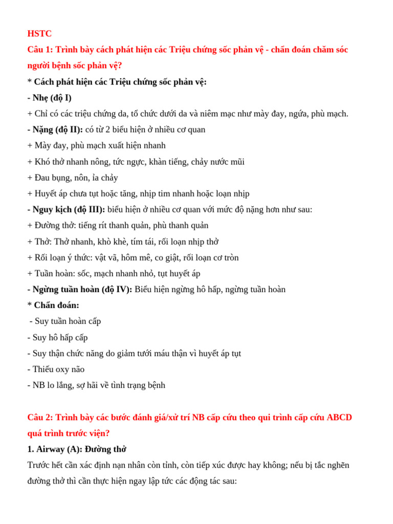 Đề cương HSTC | PDF
