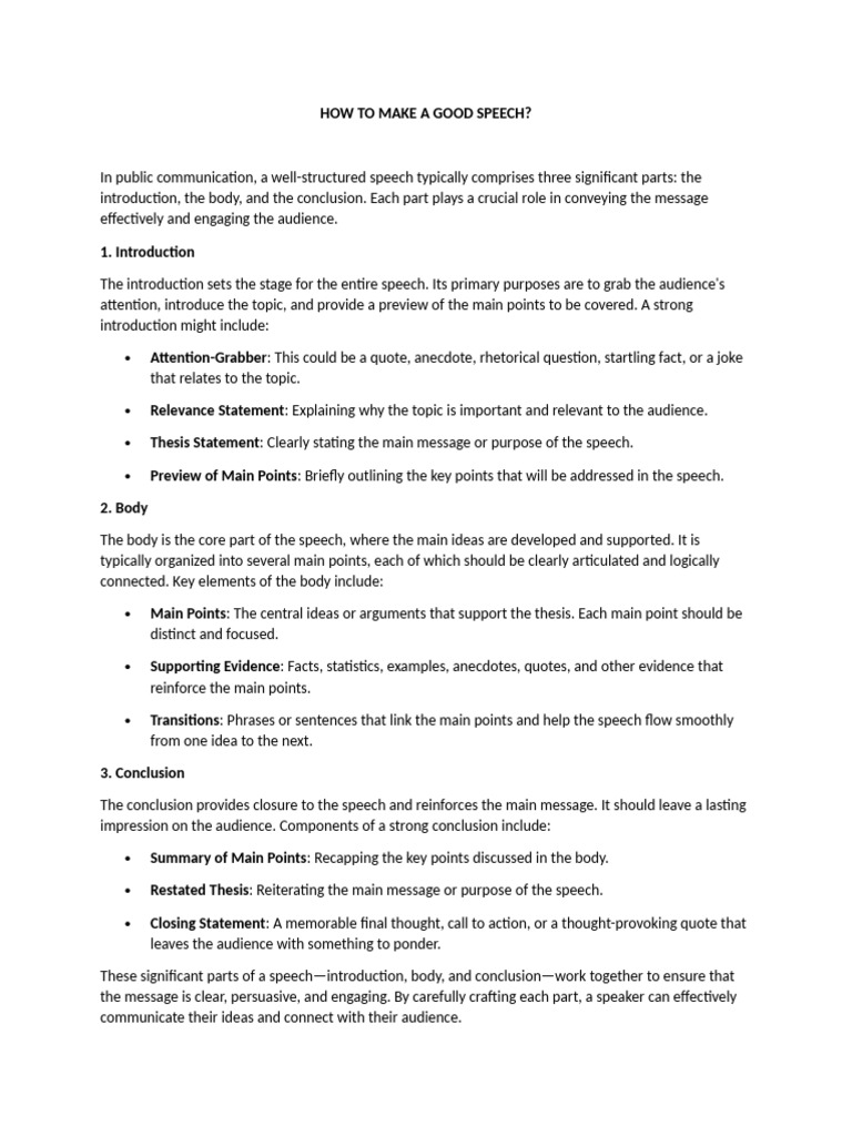 Crafting an Effective Speech Structure | PDF