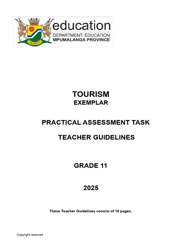 Grade 11 Tourism PAT Guidelines 2025 | PDF | Learning | Critical Thinking
