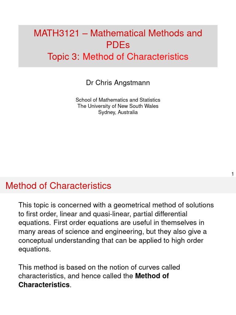 MATH3121 - Mathematical Methods and Pdes Topic 3:: Method of ...