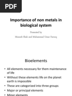 Importance of Non Metals in Biological System..