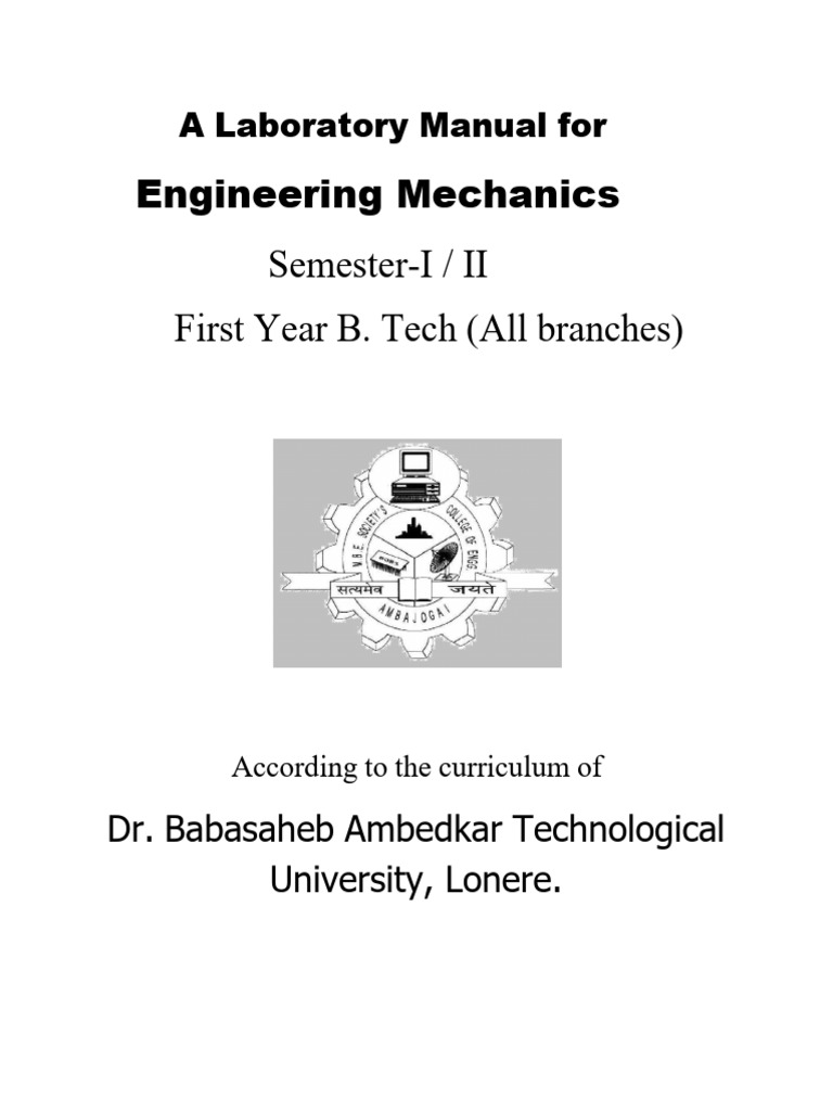 Engineering Mechanics Lab Manual | PDF | Machines | Mechanical Engineering