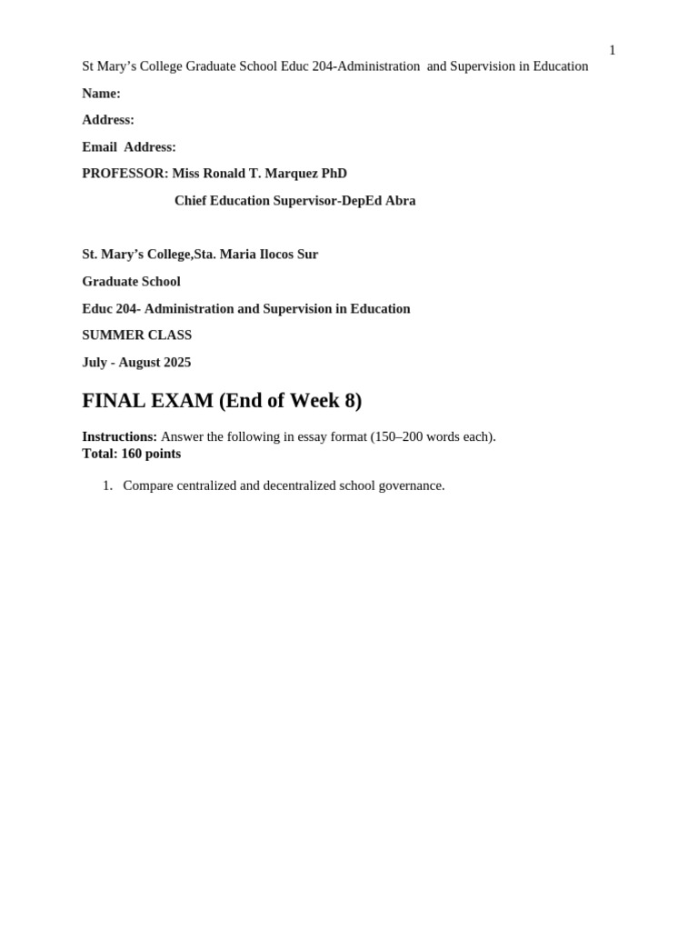 Educ 204 Final Examination | PDF | Cognition | Human Communication