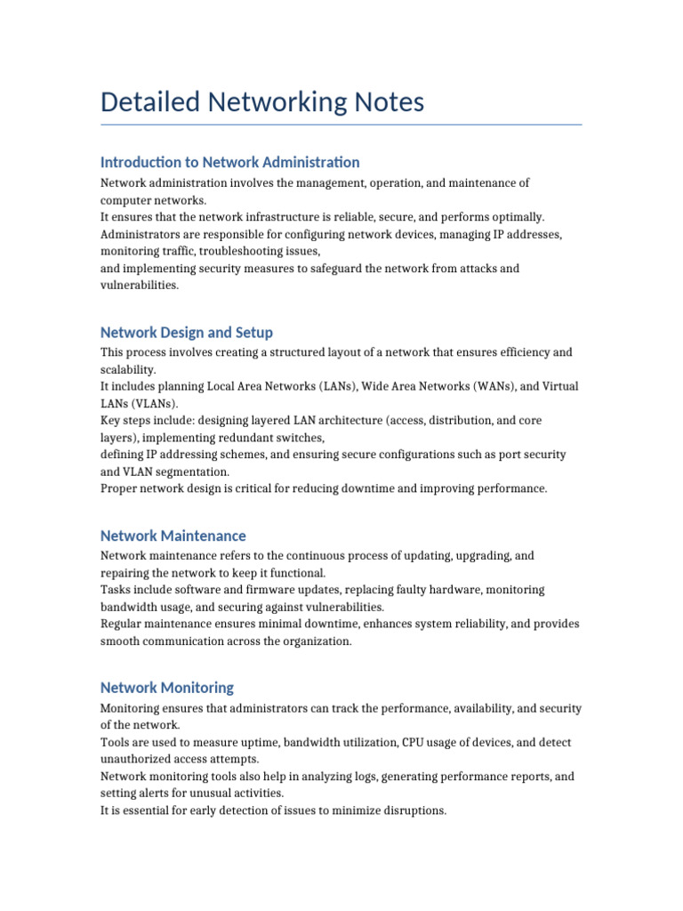 Essential Guide to Network Administration | PDF | Security | Computer ...