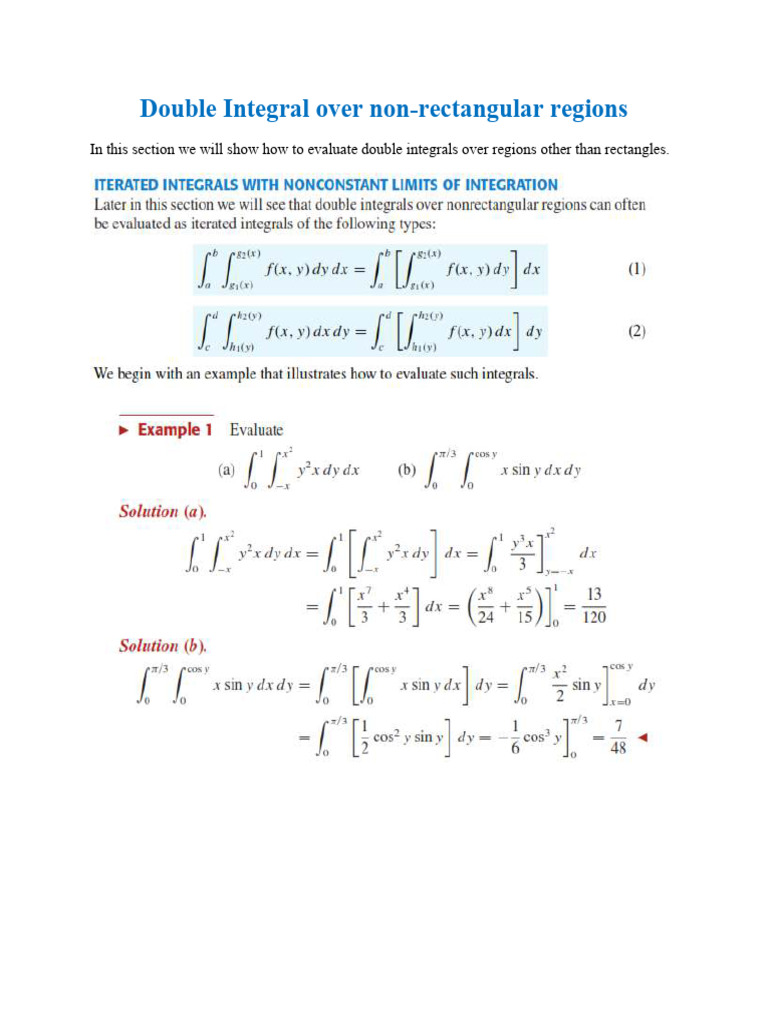 Evaluating Double Integrals Non-Rectangular | PDF
