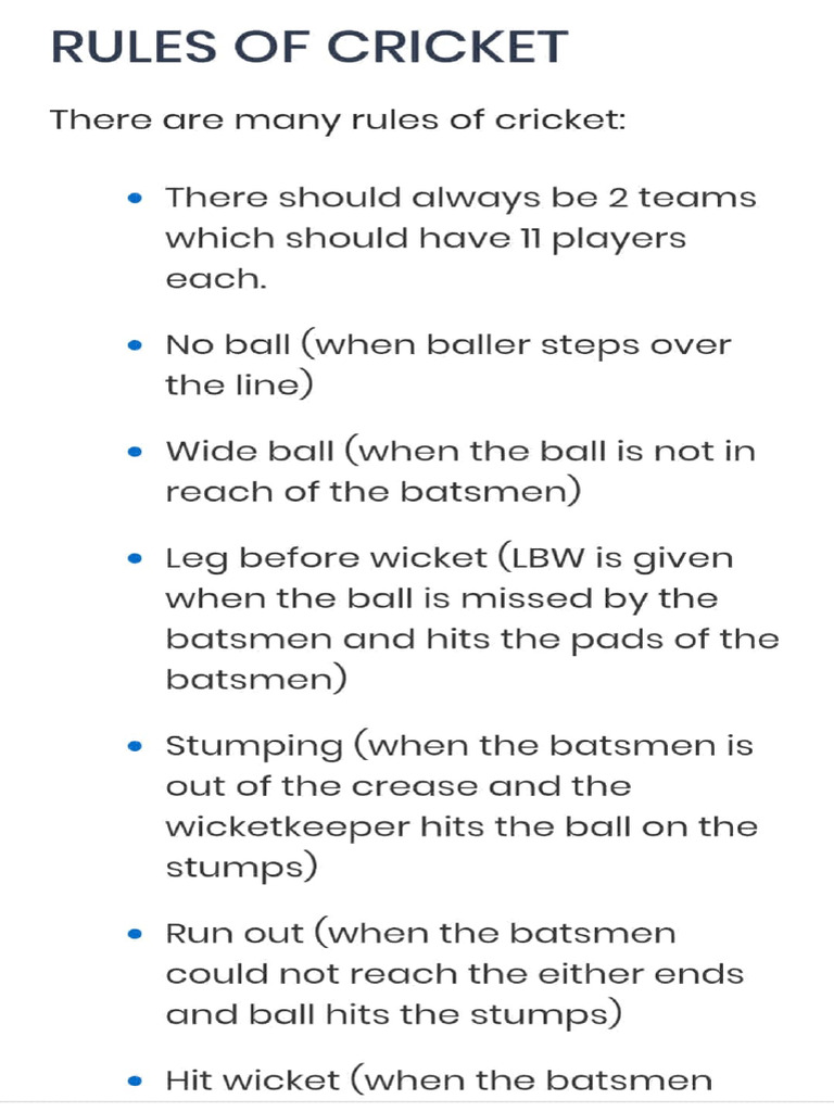 Essential Cricket Rules Explained | PDF