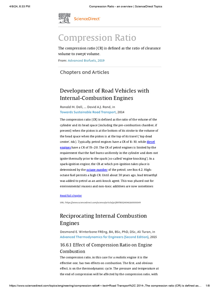 Understanding Compression Ratio in IC Engines | PDF | Engines ...