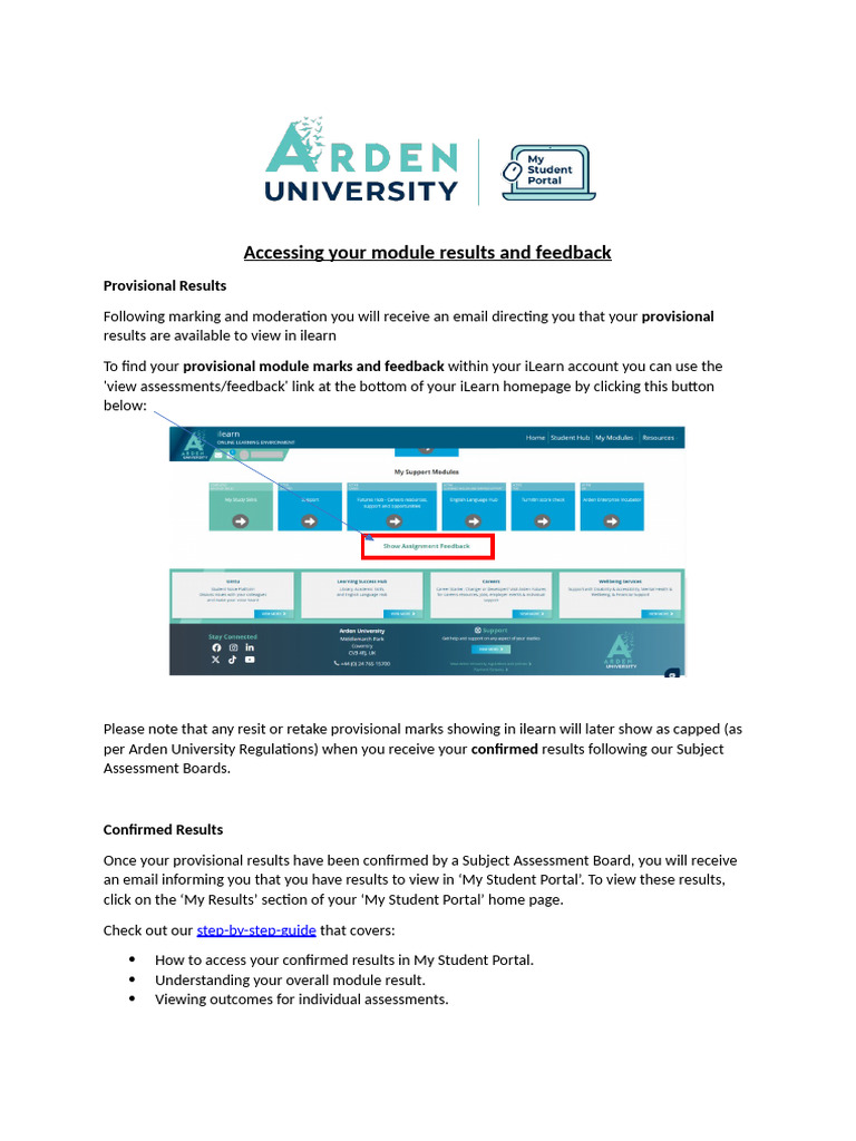 Accessing Module Results on iLearn | PDF