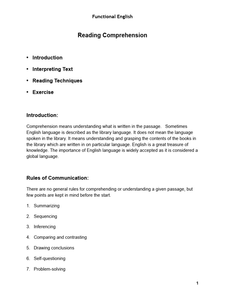 Functional English: Reading & Writing Skills | PDF | Speed Reading ...