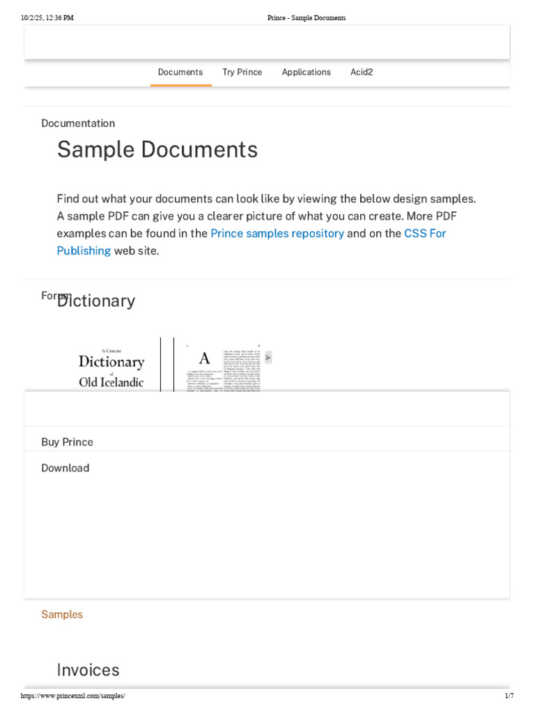 PrinceXML Document Design Samples | PDF | Html | Page Layout