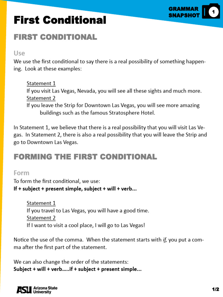 Understanding the First Conditional | PDF