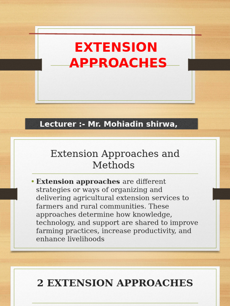 Agricultural Extension Approaches | PDF | Agriculture | Farmer