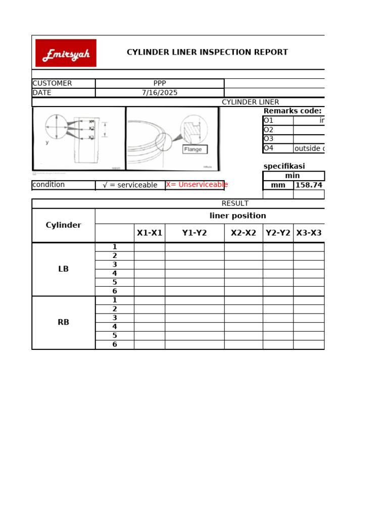 Cylinder Liner Inspection Report 2025 | PDF