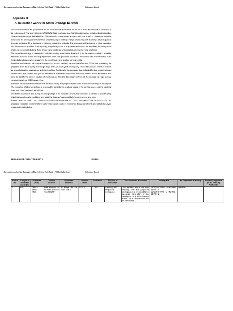 Appendix B - Relocation Report | PDF | Tunnel | Storm Drain