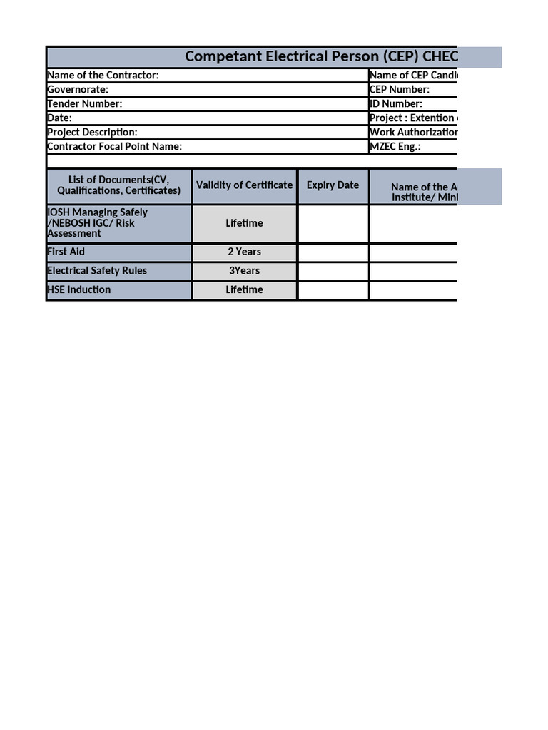 Cep Checklist | PDF