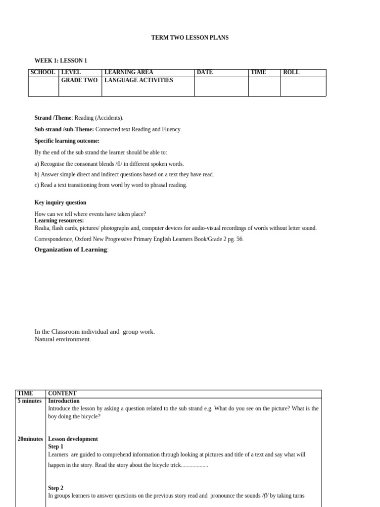Grade 2 Nppe English Lesson Plans Term 2 | PDF | Learning | Reading