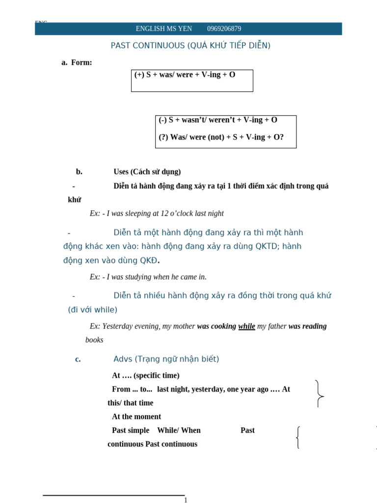 Past Continuous Tense Guide | PDF