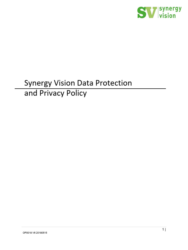 Synergy Vision Data Protection Policy | PDF | Information Privacy | Justice