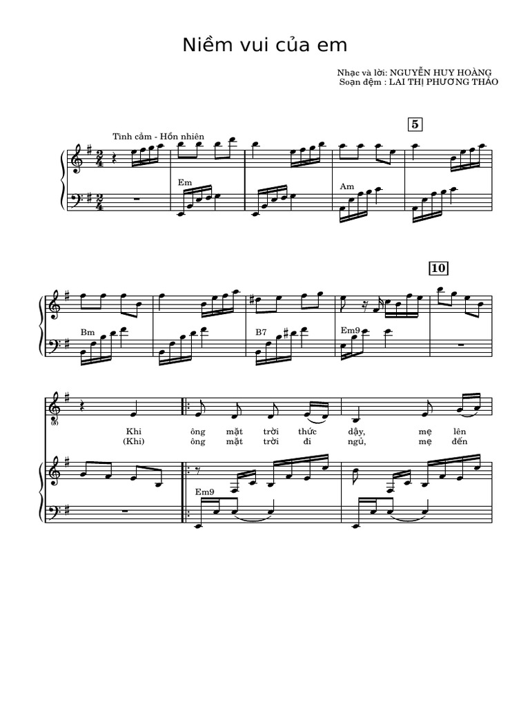 Nim Vui CA em - Piano Cover Nguyn Huy HNG Nguyn VN TH | PDF