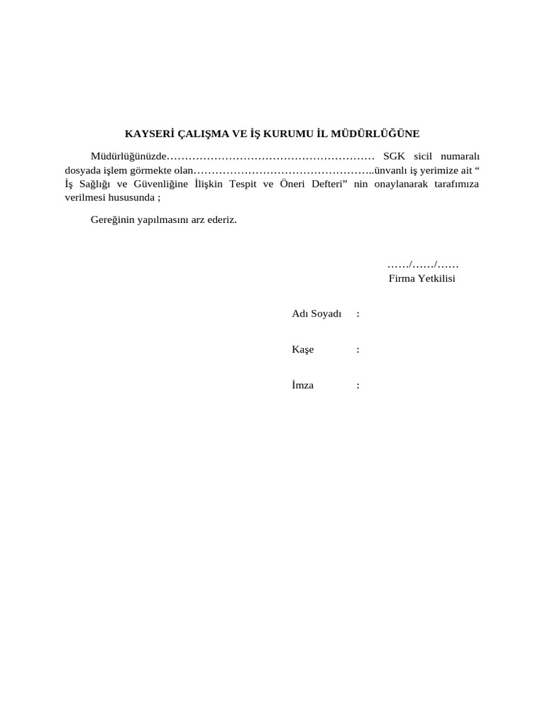 1-Tespit Öneri Defteri Onaylatma Dilekçesi | PDF