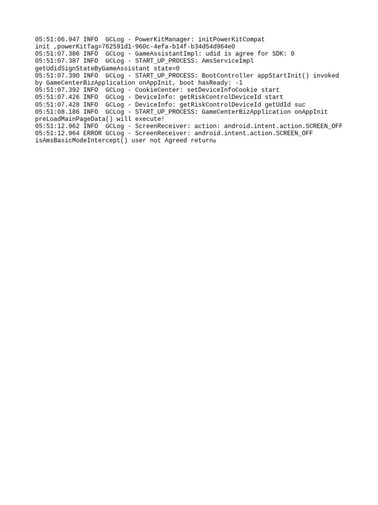 GameCenter Initialization Log Analysis | PDF