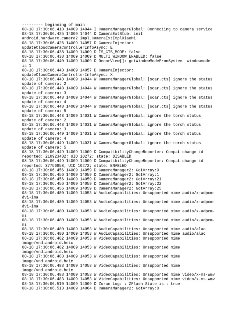 Camera Service Connection Logs | PDF | Data Compression | Computer ...