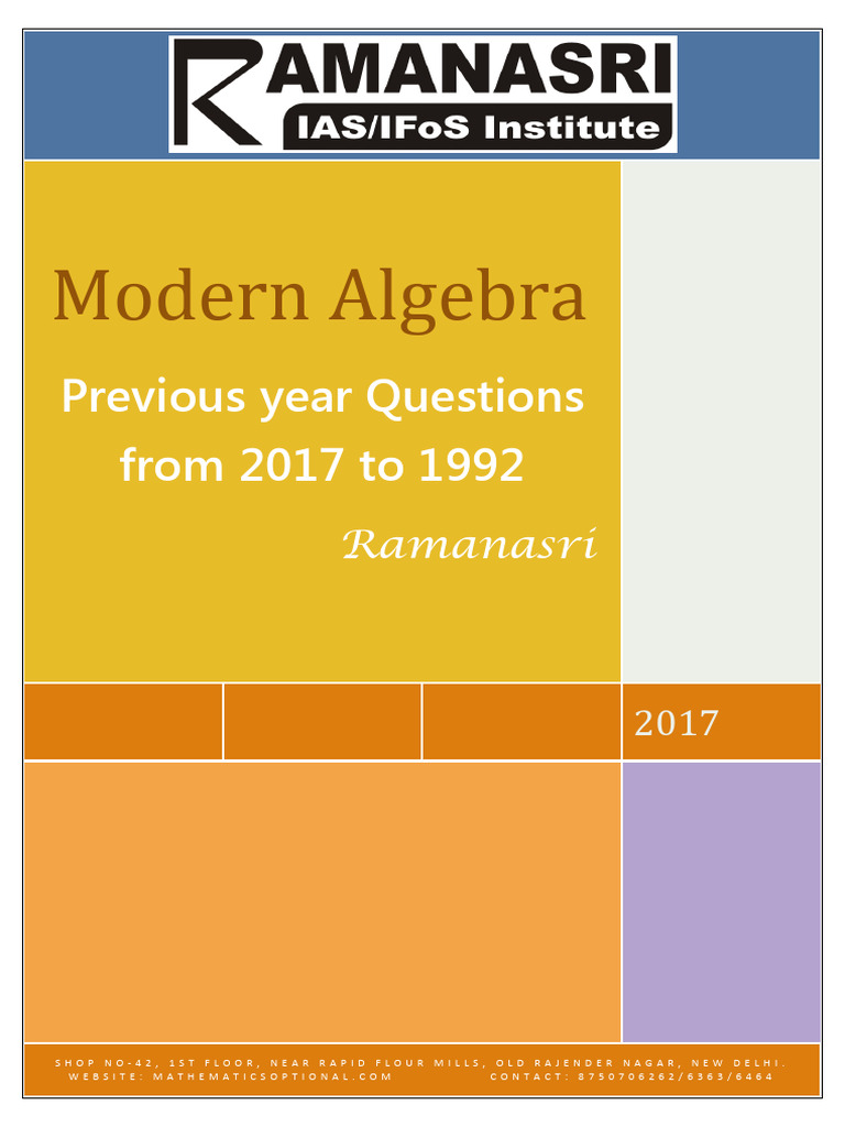 2017 Modern Algebra Exam Questions | PDF | Ring (Mathematics) | Field ...