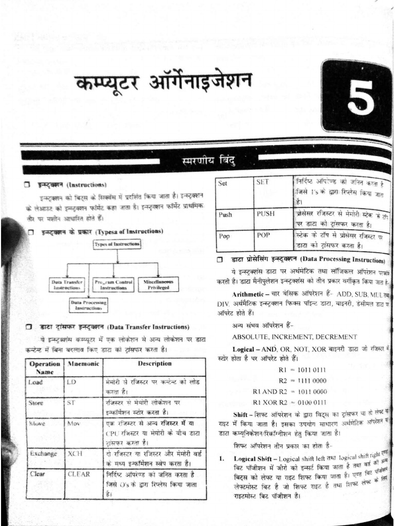 Computer Organisation in Hindi Notes For Computer Teacher by Sanchit | PDF