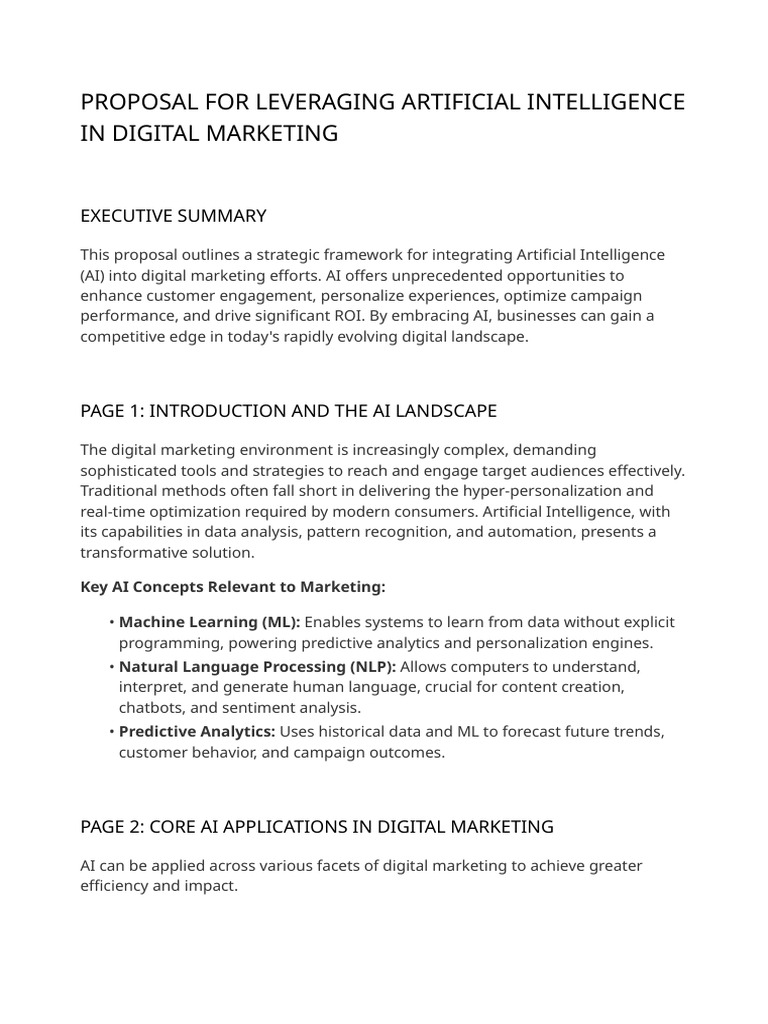 AI Integration in Digital Marketing Proposal | PDF