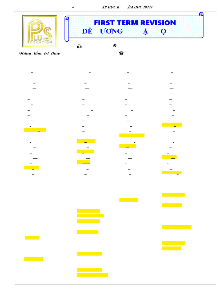 Grade 9 First Term Revision Guide | PDF
