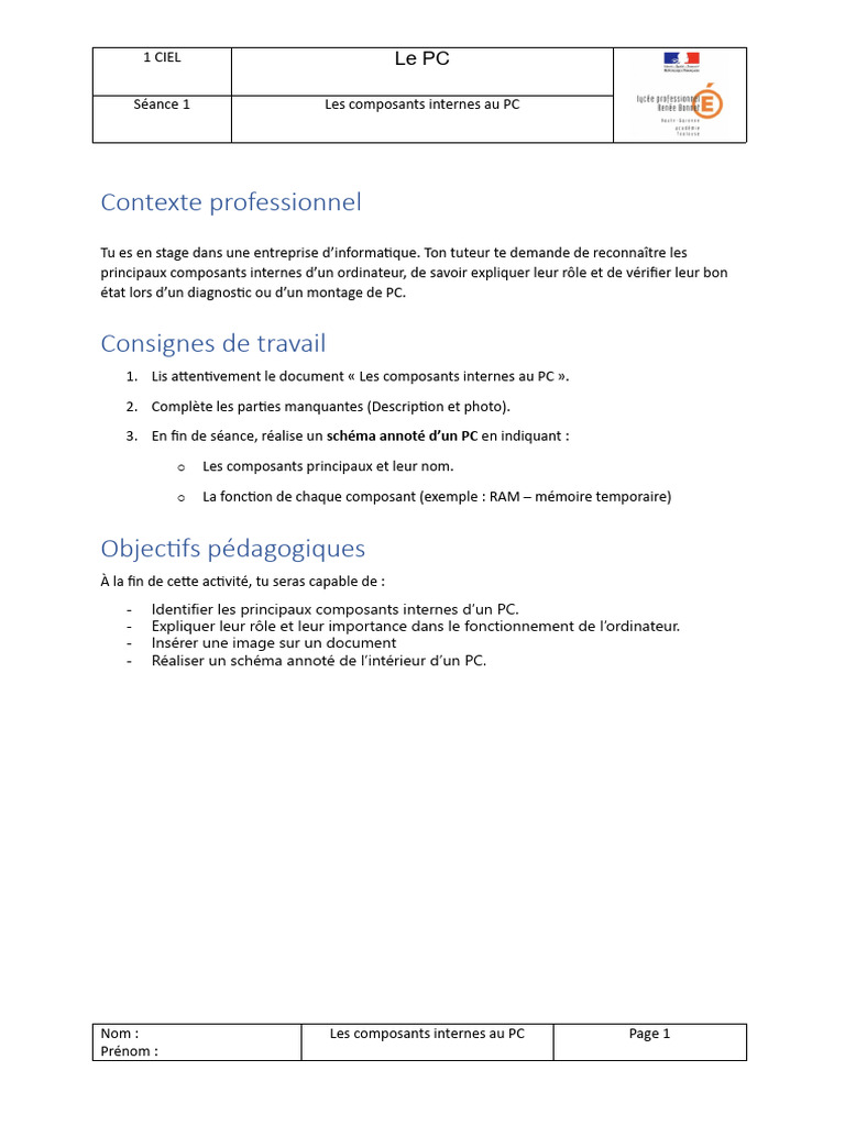 Composants internes d'un ordinateur | PDF | Mémoire (informatique ...