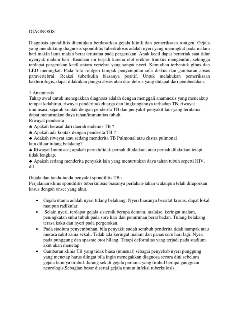 Diagnosis Spondylitis TB | PDF