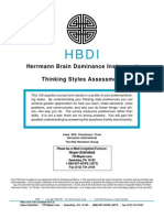 Herrmann Brain Dominance Instrument Thinking Styles Assessment