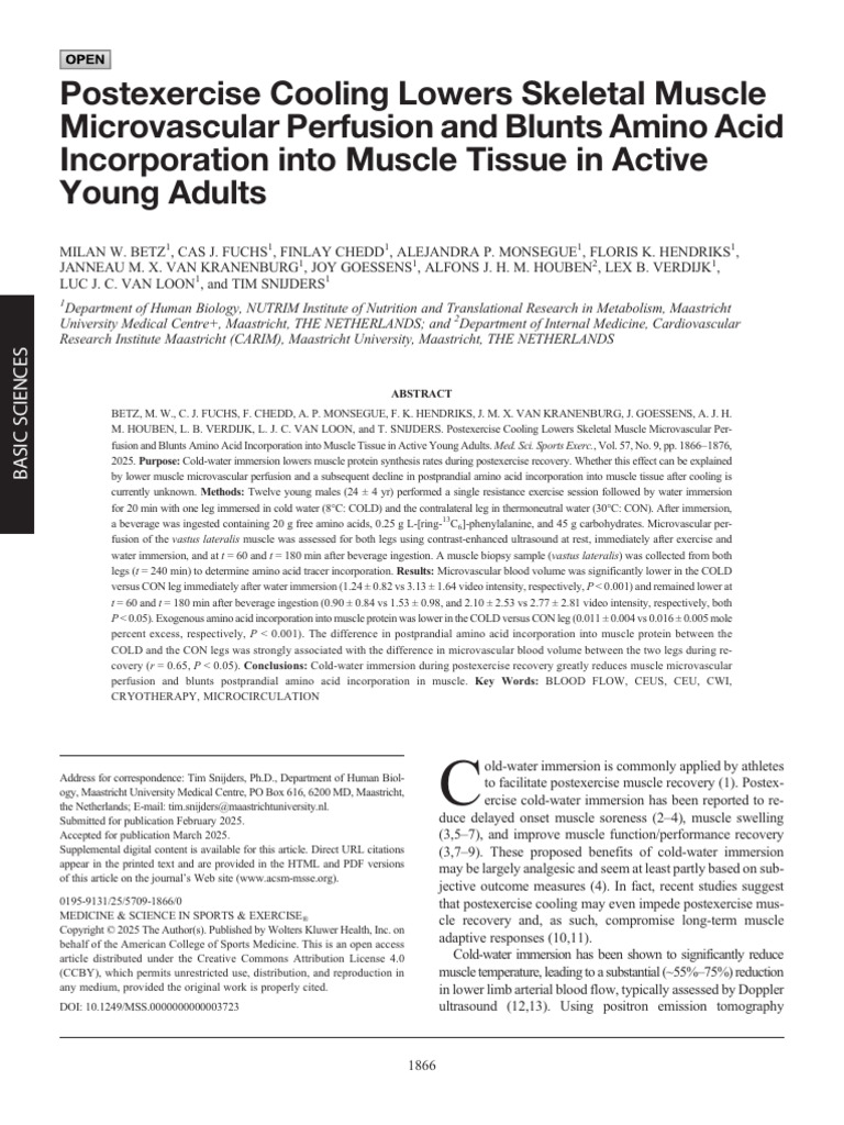 Postexercise Cooling Lowers Skeletal Muscle.4 | PDF | Skeletal Muscle