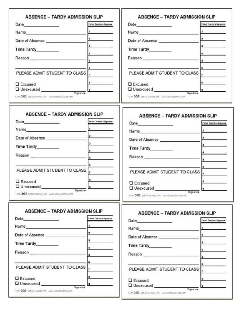 Admission Slip | PDF