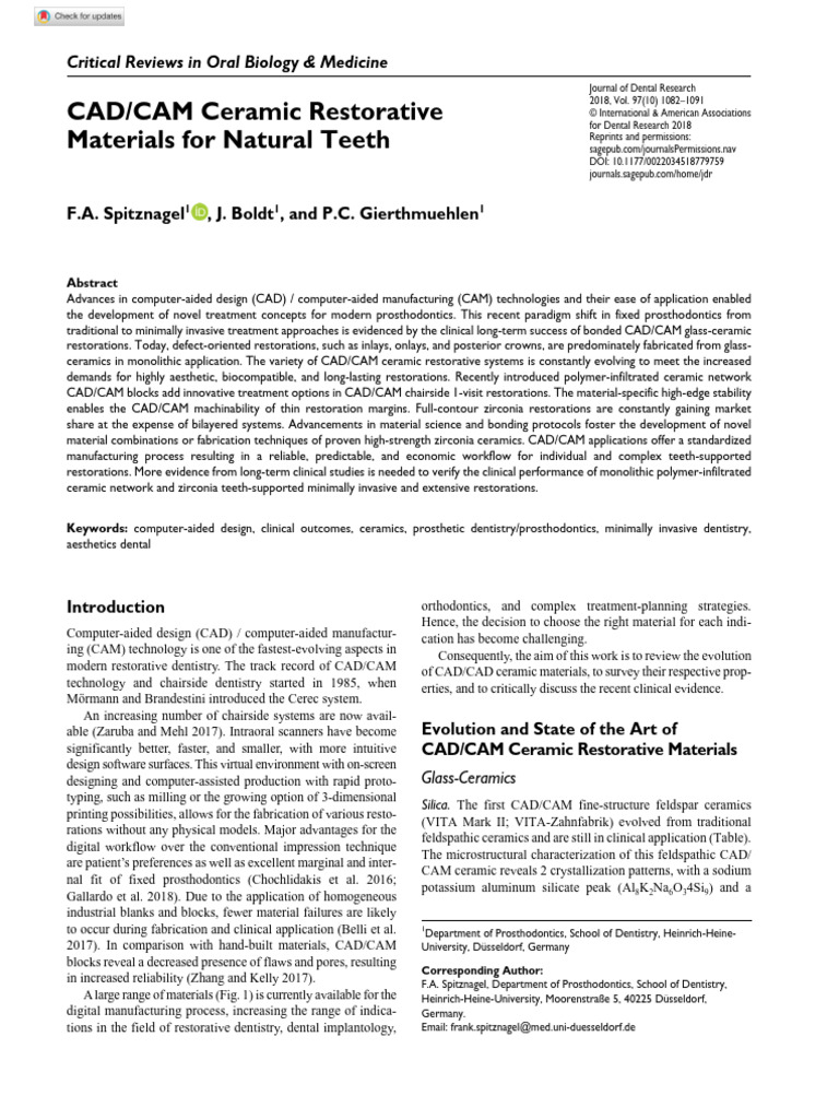 CAD/CAM Ceramic Materials in Dentistry | PDF | Zirconium Dioxide ...