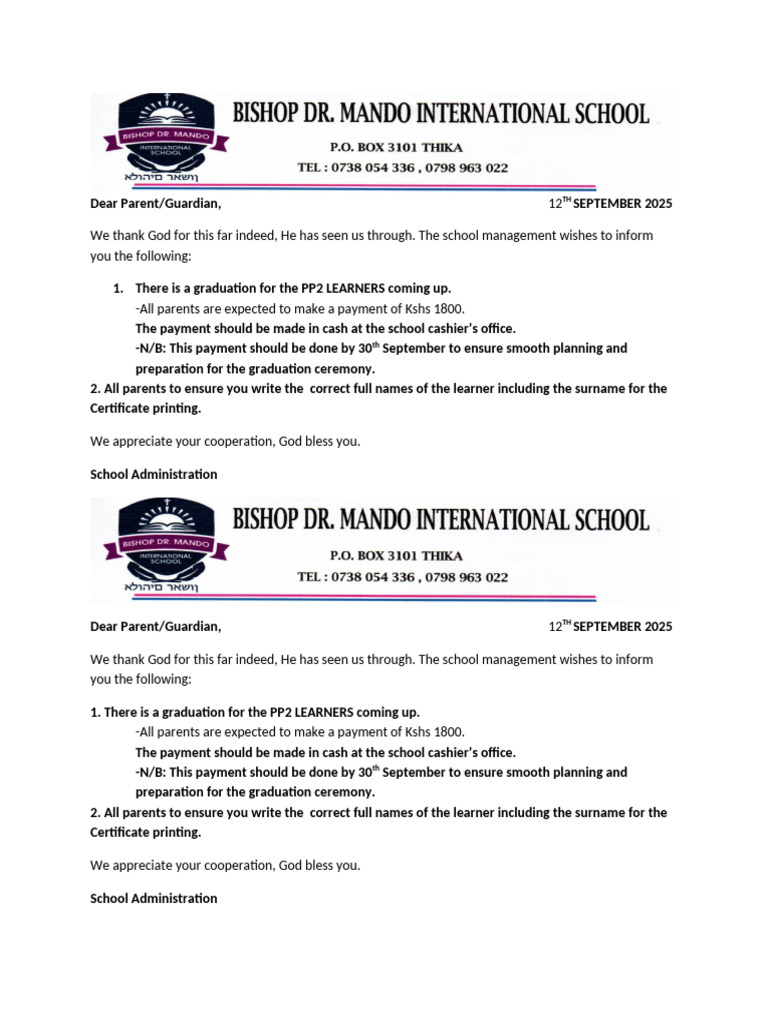 PP2 Graduation Payment Notice | PDF