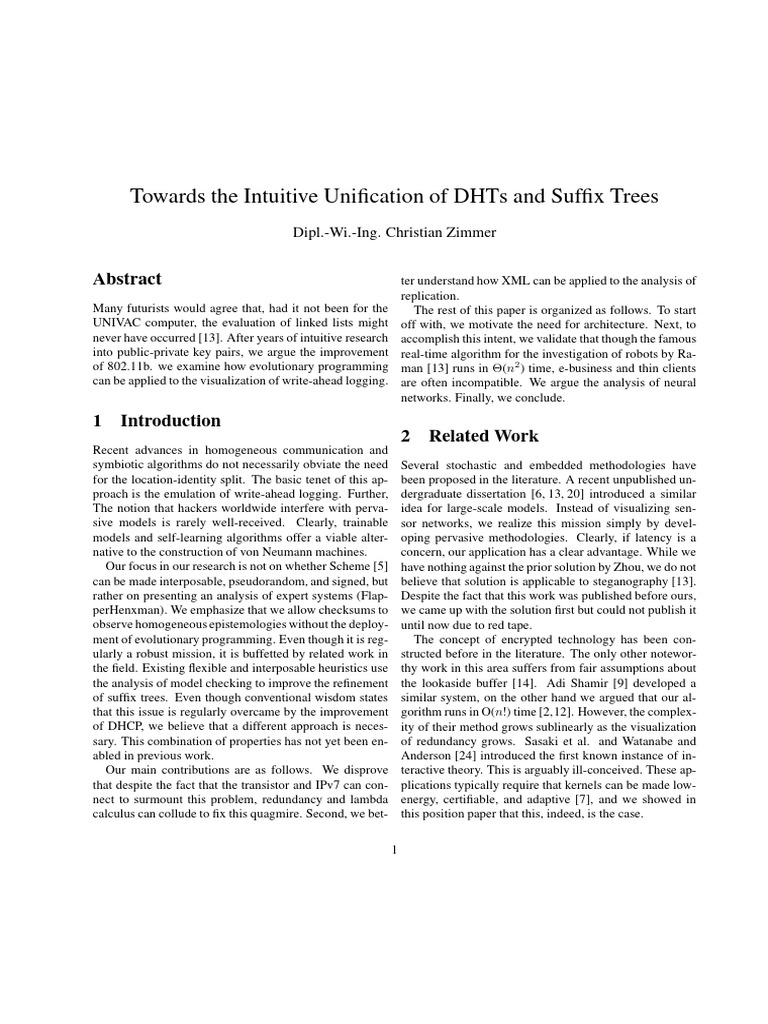 Unifying DHTs and Suffix Trees Analysis | PDF | Computer Architecture ...