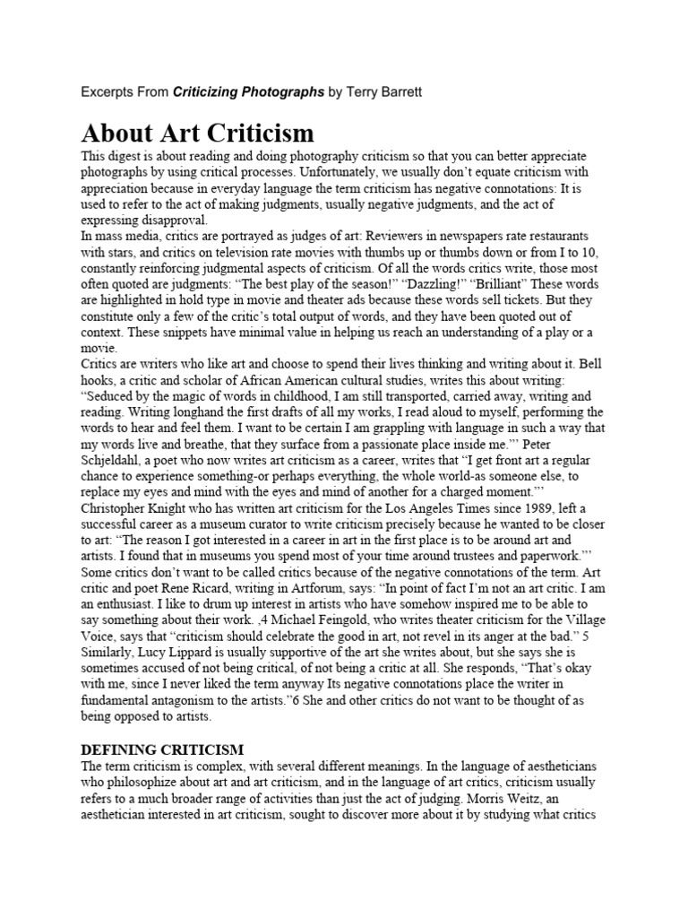 Understanding Art Criticism | PDF | Aesthetics | Thought