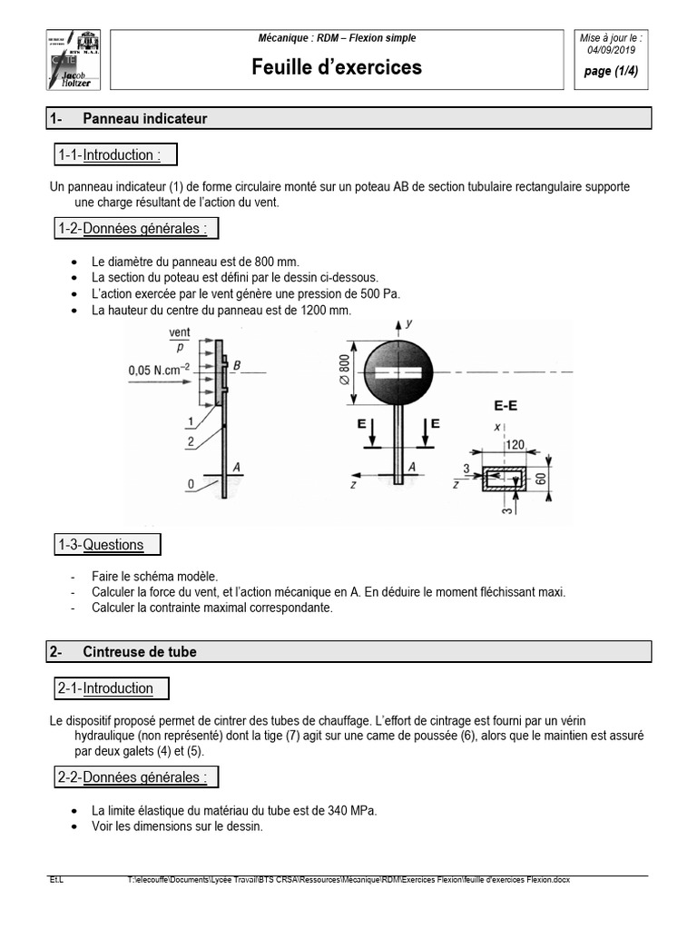 Exercices de RDM : Flexion simple | PDF | Résistance des matériaux ...