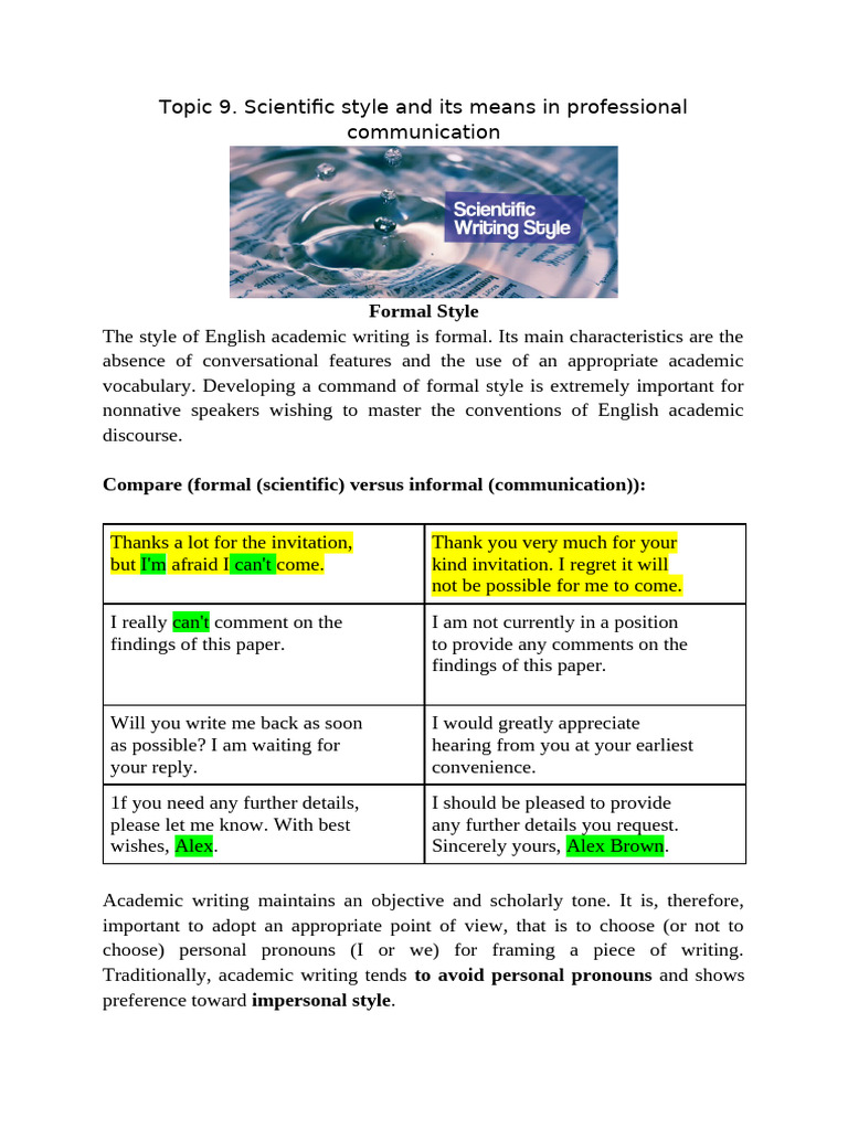 Тема 9. Scientific Style and Its Means in Professional Communication ...