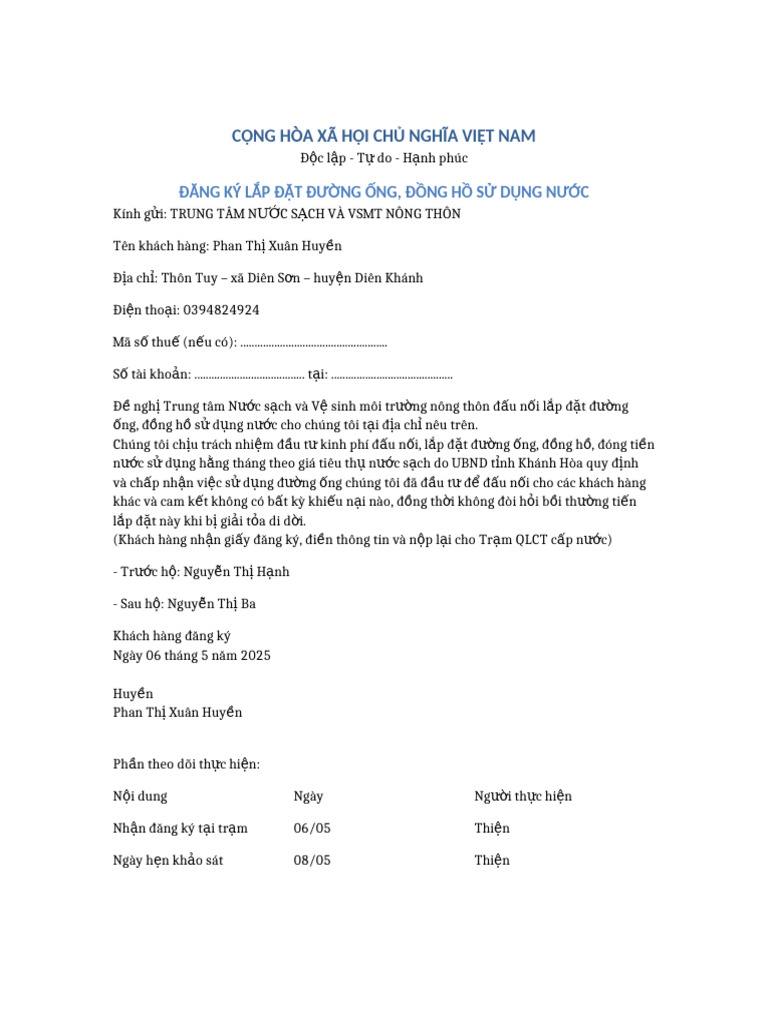 Hosolapdatnuoc Phanthixuanhuyen Final Contract 5pages | PDF