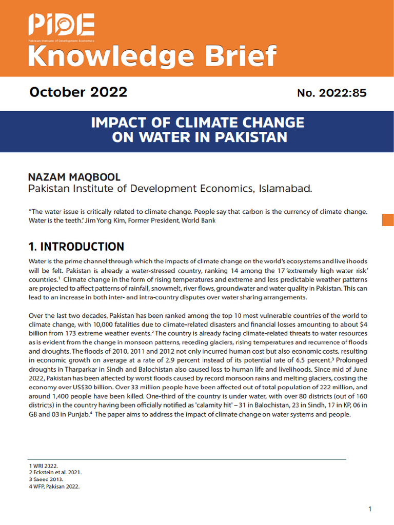 Impact of Climate Change On Water in Pakistan | PDF