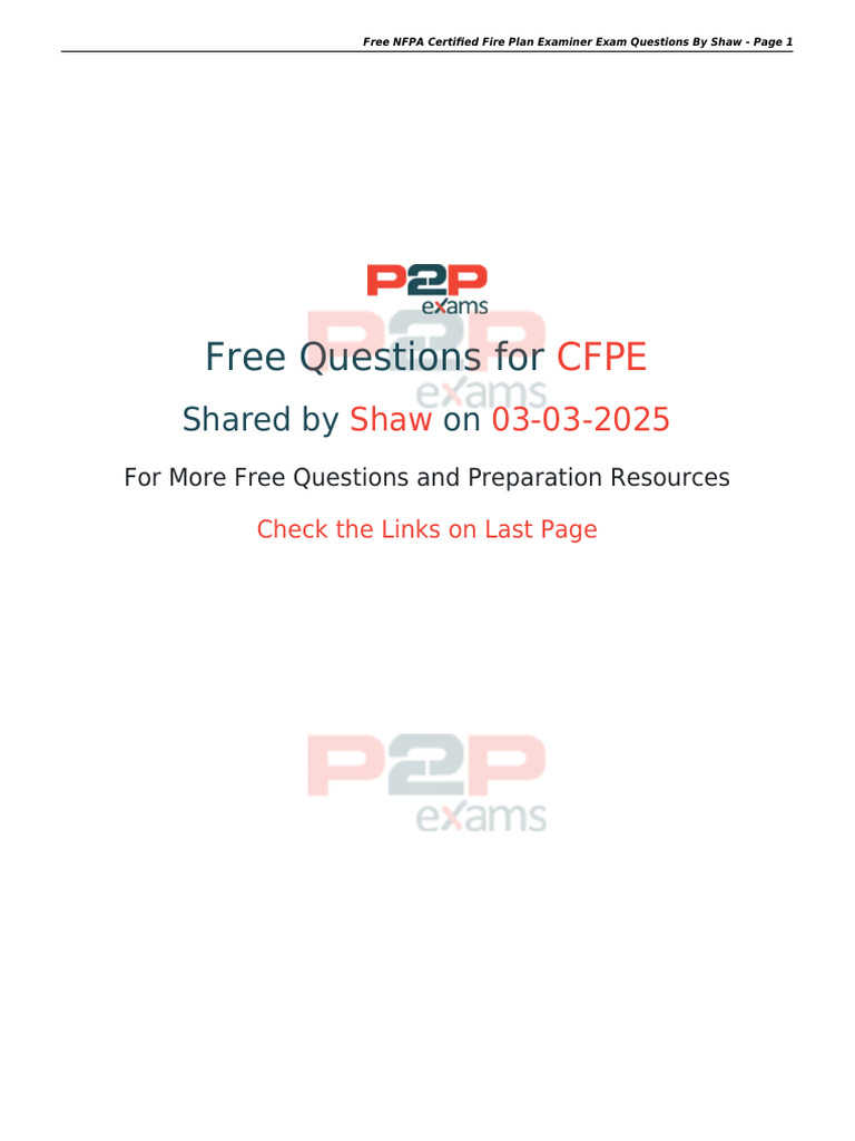 Free CFPE Exam Questions and Resources | PDF | Fire Sprinkler System ...