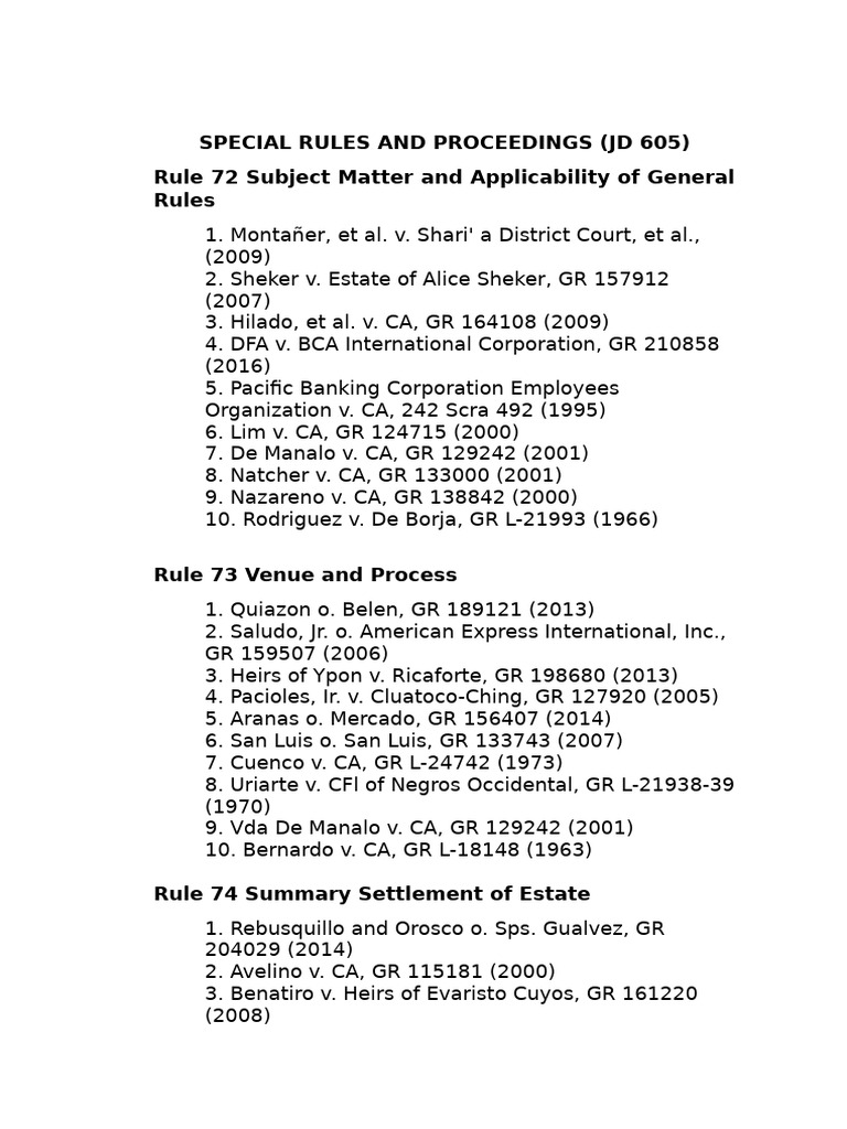 Case Digest On Rule 72 76 Final | PDF | Probate | Lawsuit