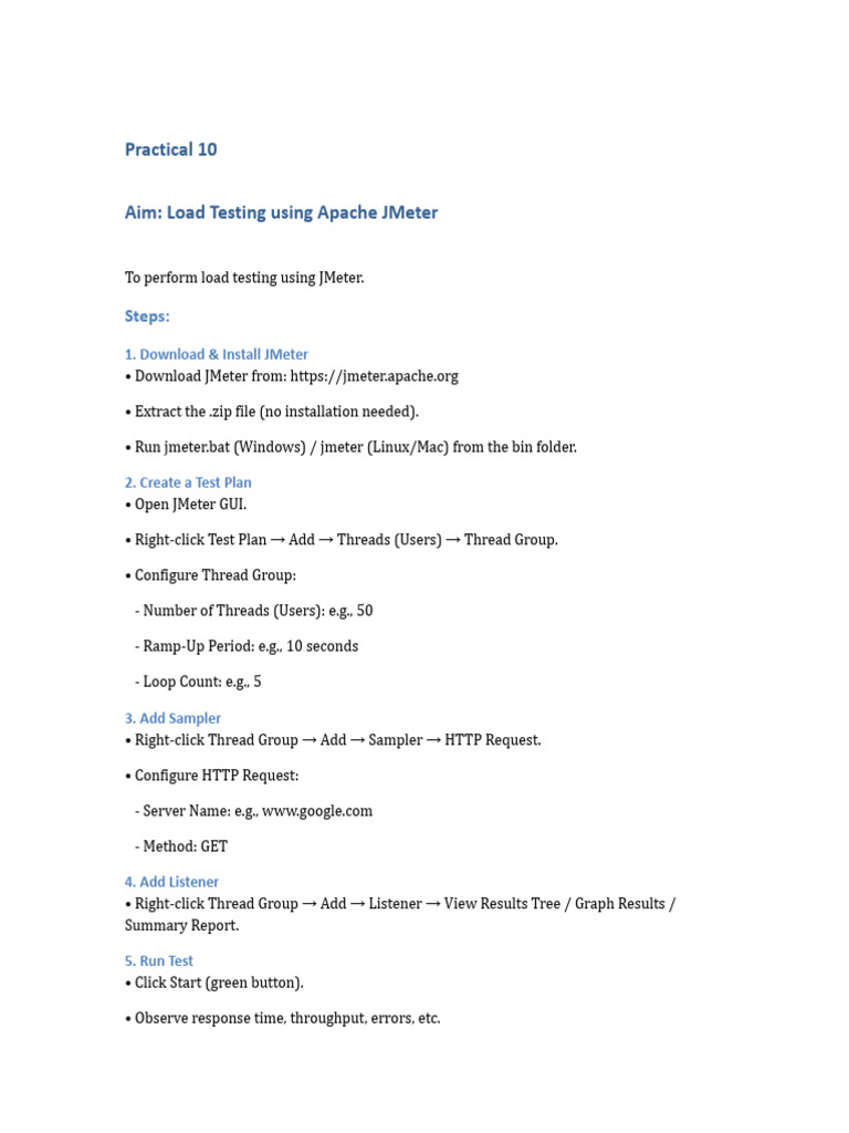 Load Testing with Apache JMeter Guide | PDF