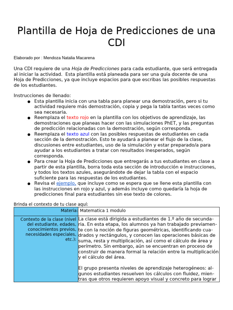Hoja de Predicciones para CDI | PDF | Simulación | Aprendizaje