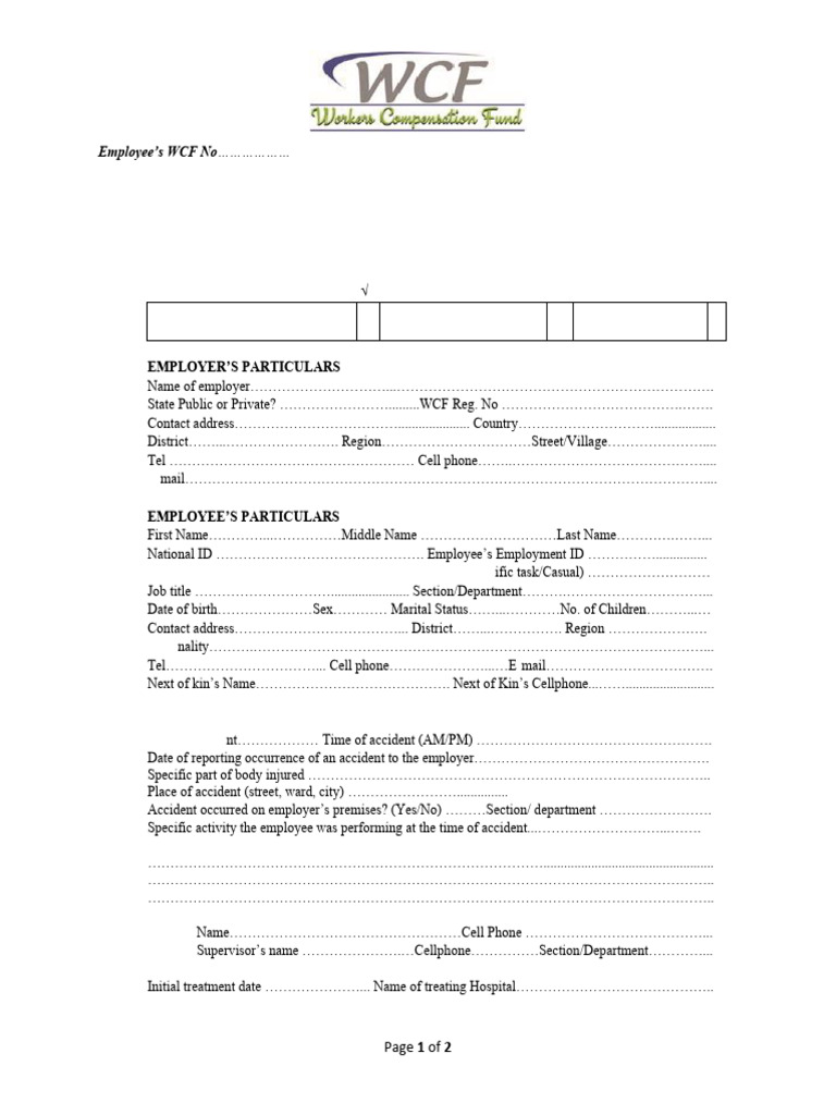 Occupational Accident Notification Form | PDF | Health Sciences ...