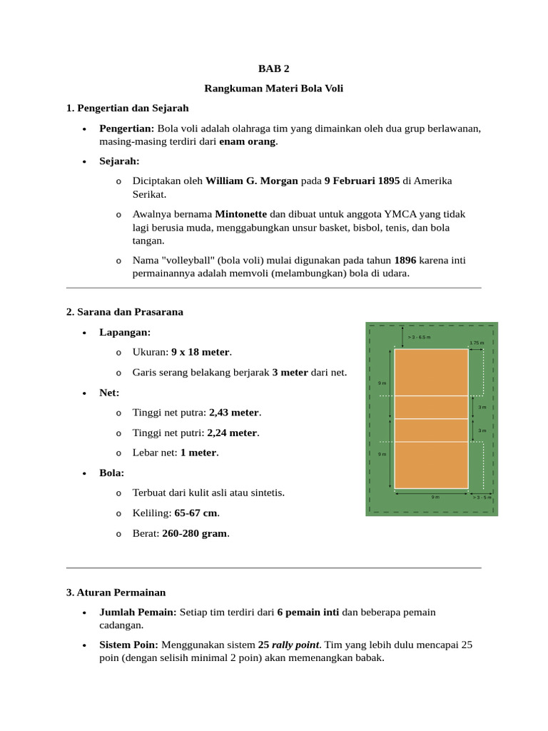 Bahan Belajar Bab 2 Bola Voli Kelas 7 | PDF