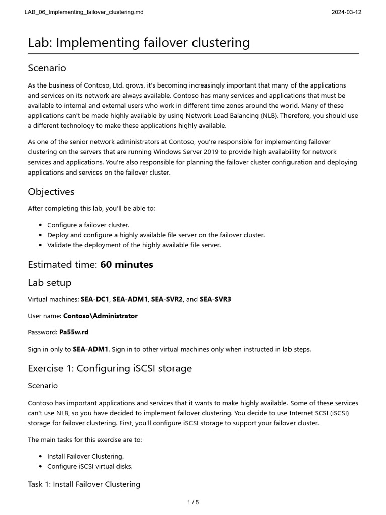 Failover Clustering Implementation Guide | PDF | Computer Cluster ...